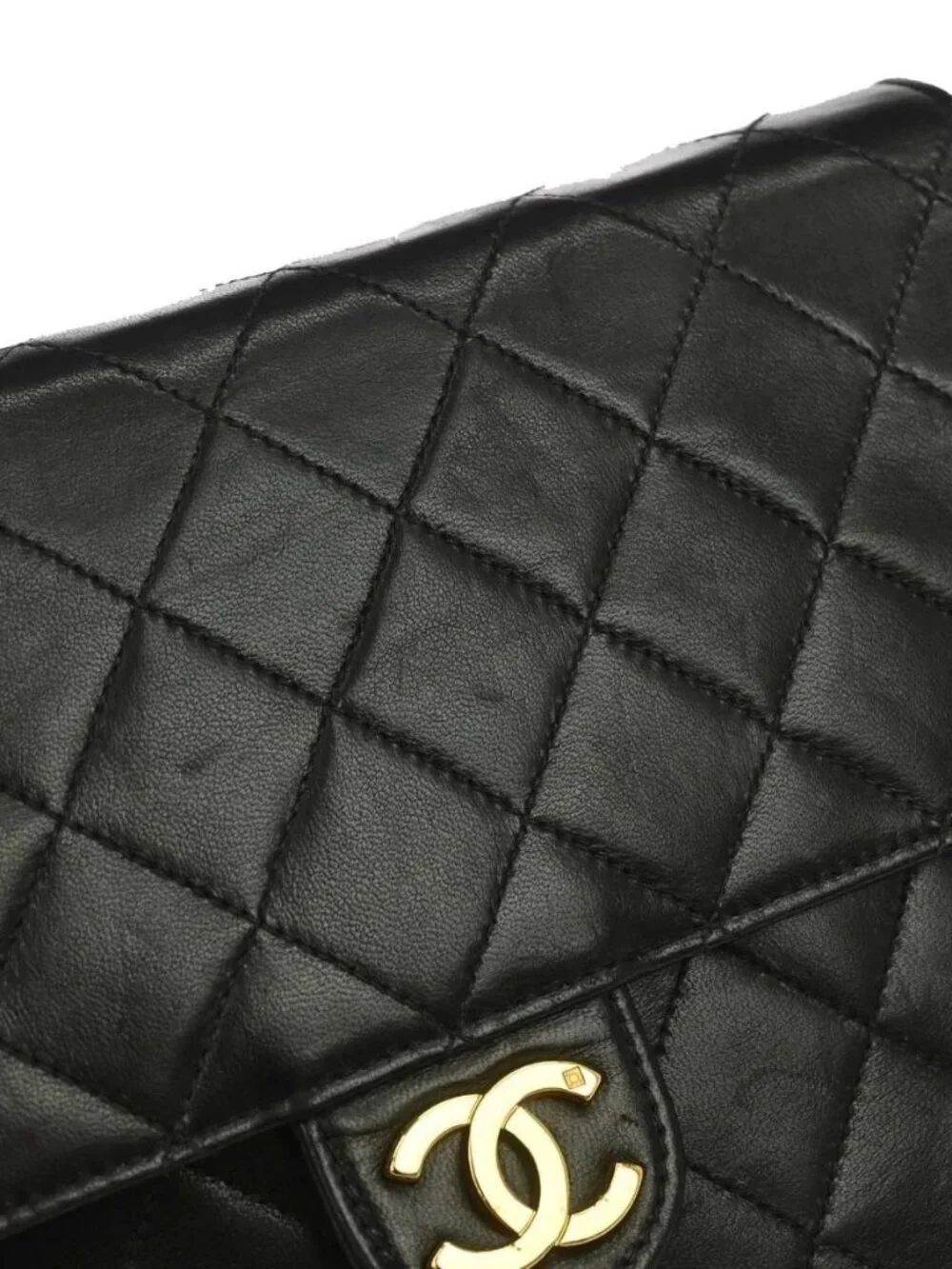Chanel Black Lambskin Pushlock Small Half Flap Shoulder Bag 197414
